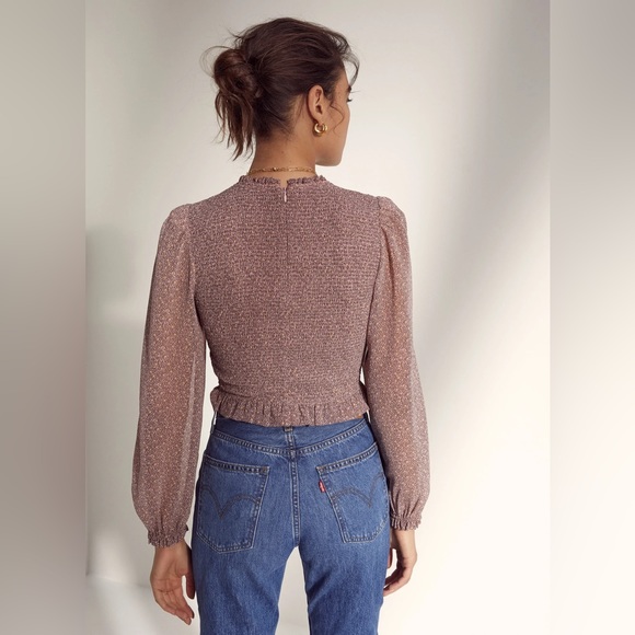 Aritzia Pink Blouse with Puff Sleeves - Picture 2 of 3